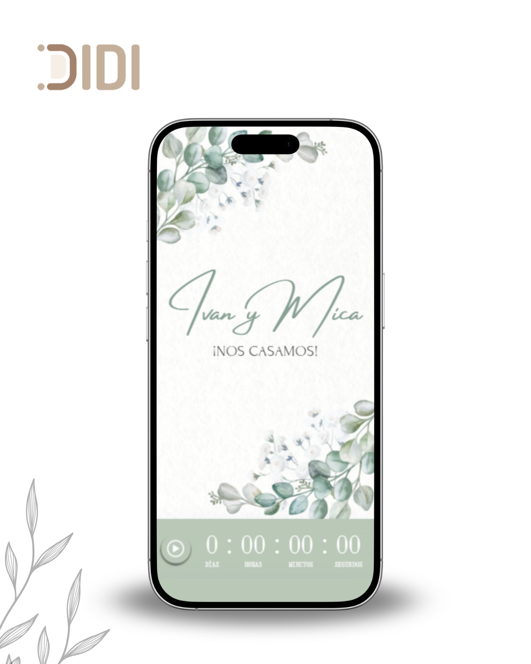 Invitaci&oacute;n XV Eucalipto y Dorado